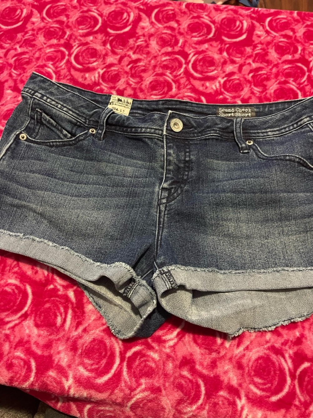 Volcom Dark Blue Rolled Hem Denim Shorts